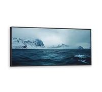 Via Vela Abstrait Océan Paysage Grande Toile Art Mural Moderne Côtier Nature Images Œuvres d’art Impressions pour Salon Chambre Bureau Décor intérieure 60x145cm avec cadre noir