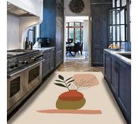 Via Vela Abstrait Style 120x180cm Lavable Tapis Still Life carpette for Salon Vase Botany Leaf Motif Soft Thin Descente de lit Boheme antiderapant Backing Bas Poil Large Moderne Minimalist Home Decor