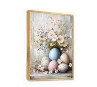 Via Vela Affiche de ferme moderne printemps oeufs floraux toile art mural photos d’intérieur impressions d’œuvres d’art peinture botanique pour décor de salon 40x60cm avec cadre doré