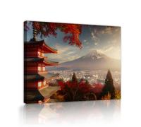 Via Vela Architecture japonaise Toile scénique Art mural Montagnes Fuji Estampes paysagères Feuilles d’érable d’automne Peinture de la nature pour la décoration du salon 60x80cm