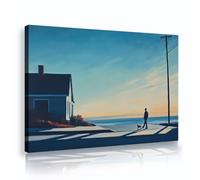 Via Vela Art mural côtier moderne Vue sur l’océan Chien promeneur Coucher de soleil Paysage encadré Toile Réalisme minimaliste Motif pour la décoration du salon et de la chambre 50x75cm