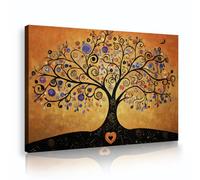 Via Vela Art mural de toile de l’arbre de vie en or Peinture florale de style Klimt fresque murale abstraite vintage en spirale pour salon Décoration de salle à manger 50x75cm