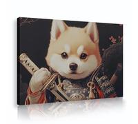 Via Vela Art mural en toile de samouraï Thème d’animaux du guerrier Tirages d’œuvres d’art Murales japonaises de style Wabi-Sabi Affiches pour décoration de bureau 20x30cm