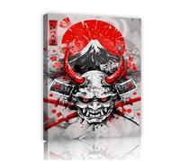 Via Vela Art mural en toile démoniaque de samouraï affiche du Soleil rouge du guerrier japonais tirages d’œuvres de samouraï peinture murale asiatique moderne pour décoration de bureau 60x80cm