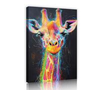 Via Vela Art mural moderne en toile de girafe portrait vibrant de la faune fresque abstraite d’animaux dans le style graffiti décoration d’appartement dans le salon 20x30cm