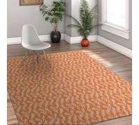 Via Vela botanique Motif 180x240cm Lavable Tapis Mid Century Moderne carpette for Salon Leaf Print Soft Thin Descente de lit Orange antiderapant Backing Bas Poil Large Tropical Plants Home Decor