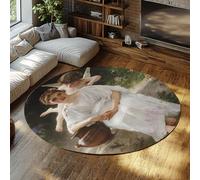 Via Vela célèbre Peinture Style Rond Tapis 160cm murmures d’Amour Impression Lavable Doux à Poils Ras Cercle antidérapant pour Armoire Salle de Bain Maison Couloir
