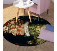 Via Vela Célèbre Style de Peinture Grands Tapis Ronds 80cm Fleurs de Printemps Portrait Tapis Mince Lavable antidérapant pour Salle de Classe Tout-Petit Décoration de Chambre d’Enfant