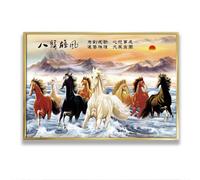 Via Vela chevaux courant coucher de soleil paysage toile art mural style asiatique impressions oeuvre gagner succès instantané murale pour bureau à domicile salon décor 80x120cm avec cadre doré