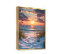 Via Vela coucher de soleil plage mauvaises herbes toile art mural bord de mer paysage impressions océan côtier photos grande affiche peinture pour chambre bureau décor 40x60cm avec cadre doré