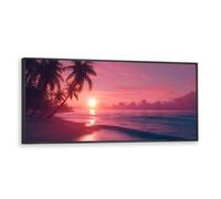 Via Vela coucher de soleil plage toile art mural océan tropical vagues photos œuvres d’art impressions paysage de nature côtière pour salon chambre bureau décor 50x126cm avec cadre noir
