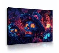 Via Vela Crâne coucher soleil gothique Toile abstraite encadrée 30x45cm