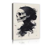Via Vela Crâne gothique Toile murale Minimaliste Noir Blanc 30x45cm