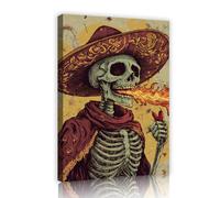 Via Vela Crâne squelette vintage Toile murale Déco western 30x45cm