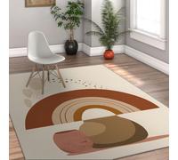Via Vela Descente de lit géométrique Moderne 60x120cm Arche Arc-en-Ciel Terre Cuite Silhouette résistant Taches Salon Chambre Contemporain Fin Doux Petit