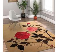 Via Vela Descente de lit Orientale Classique 80x150cm rétro Rose camélia épine Branche Motif Pliable Salle Manger Bureau Maison Minimaliste Fin antidérapant