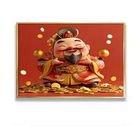 Via Vela Dieu chinois de la richesse toile art mural prospérité chance impressions décor asiatique pour salon Feng Shui peinture de bon augure bureau à domicile photos 80x120cm avec cadre doré