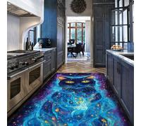 Via Vela Dreamy Starry 90x180cm Sky Tapis Creative Design Lavable Outdoor carpette for Salon Black Cat Motif antiderapant Backing Entree Descente de lit Chambre Thin Bas Poil Animal Large