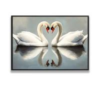 Via Vela élégant cygne réflexion toile art mural romantique faune photos œuvres d’art impressions moderne nature affiches peinture pour chambre à coucher décor intérieure 80x120cm avec cadre noir