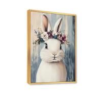 Via Vela élégant lapin floral toile murale art animal affiche peinture impressions pour décor de crèche charmant lapin images œuvres d’art maison design bar 40x60cm avec cadre doré