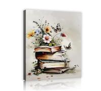 Via Vela Élégants livres floraux vintage style aquarelle art mural en toile posters botaniques de papillons peintures murales pour la décoration de la chambre et du salon 70x90cm