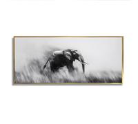 Via Vela éléphant toile art mural noir et blanc faune image impression impression moderne animaux affiches peinture pour salon bureau décor 40x101cm avec cadre doré
