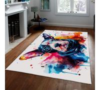 Via Vela Entree Tapis 180x300cm Animal Chambre carpette Playful Dog Motif Lavable antiderapant Descente de lit for Indoor Cuisine Classroom Salle Bain Office College Dorm Pop Graffiti Art