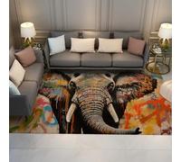 Via Vela Entree Tapis 60x90cm Graffiti Style Chambre carpette African Elephant Motif Lavable antiderapant Descente de lit for Indoor Cuisine Classroom Salle Bain Office College Dorm Moderne Abstrait