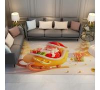 Via Vela Entree Tapis 80x150cm Cartoon Chambre carpette Christmas Santa Lavable antiderapant Descente de lit for Indoor Cuisine Classroom Salle Bain Office College Dorm Snow Scene Sleigh Motif
