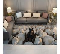 Via Vela Entree Tapis 90x150cm Unique Art carpette Lavable antiderapant White Horse Herd avec Black Pattern Descente de lit pour Indoor Cuisine Classroom Salle de Bain Bureau College Dorm Moderne