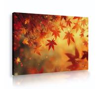 Via Vela Feuillage d’automne éclatant toile d’art mural feuilles d’érable dorées paysages naturels saisonniers fresque murale enveloppée et étirée pour la décoration du salon du couloir 60x90cm