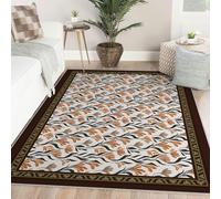 Via Vela Feuilles Caramel rétro Tapis Chambre bébé 60x120cm Abstrait Terre Cuite Floral Tapis Lavable en Machine avec carpette antidérapante pour Salle Jeux Chambre bébé dortoir