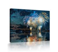 Via Vela Feux d’artifice paysage nocturne toile murale art mural de la ligne d’horizon urbaine fresques imprimées affiches modernes pour le salon décoration intérieure 90x120cm