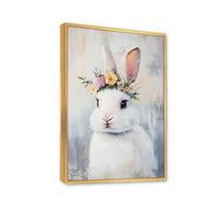 Via Vela fleurs lapin toile art mural lunatique lapin impressions printemps animal affiche crèche décor oeuvre peinture pour salon Décor murale 80x120cm avec cadre doré