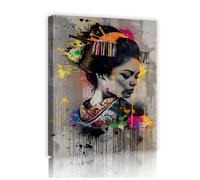 Via Vela Geisha Pop Art Toile Art Art Mural Œuvres abstraites colorées Affiches modernes Style graffiti Peintures pour la décoration du salon et de la chambre 80x100cm
