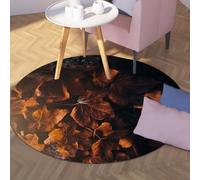 Via Vela Gros Tapis Ronds de Style Ferme 200cm Feuilles d’Automne Tapis Mince antidérapant Lavable pour Salle de Classe Tout-Petit Chambre de bébé Décors Tapis
