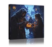 Via Vela Halloween fantomatique toile art mural mystérieuse scène de rue unique gothique affiches peintures estampes effrayantes œuvres d’art pour la buanderie décor 60x60cm cadre intérieur