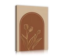 Via Vela Images en terre cuite de fleurs de tulipe Toile Art mural Botanique Imprimés floraux botaniques Œuvres abstraites orange brûlé pour salon Chambre décoration intérieure 45x60cm