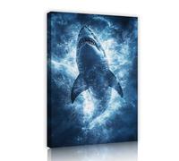 Via Vela Impressions d’œuvres d’art modernes Ocean Marine Pictures grand requin blanc toile art mural sous-marin vie marine affiches peinture pour salle de bain décor 20x30cm cadre intérieur