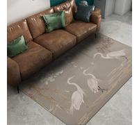 Via Vela Japonais Lavable Tapis 180x300cm de Zone Salon Grue Blanche Antidérapante carpette Chambre à Poils Bas Anches dorées Résistante aux Taches Salle Manger Descente lit Botanique Fleur Entrée