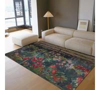Via Vela Jardin impressionniste Claude Monet Tapis Salle à Manger 90x180cm buisson Roses Rouges esthétique Tapis Lavable avec carpette Facile Nettoyer Salon Chambre