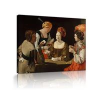 Via Vela Le tricheur avec l’as de carreau Impression sur toile Georges De La Tour Peintures célèbres réplique œuvre d’art encadré Art mural pour café Decor 50x65cm Cadre intérieur