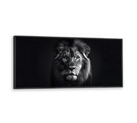 Via Vela Lion Portrait Toile Art Mural Faune Africaine Murale Noir Blanc Images Impressions Affiche Peinture Pour Salon Chambre Bureau Décor 50x126cm avec Cadre Noir