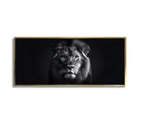 Via Vela lion portrait toile art mural faune africaine murale noir blanc photos impressions affiche peinture pour salon chambre bureau décor 40x101cm avec cadre doré