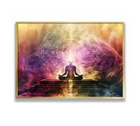 Via Vela Méditation Toile Art mural moderne Zen images Oeuvre d’art Chakra Impressions Affiche Peinture Yoga Décoration murale pour salon ou studios 80x120cm avec-cadre-doré