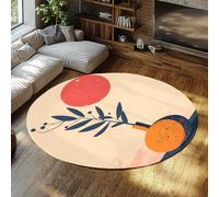 Via Vela Minimaliste Boho Round Descente de Lit 150cm Bureau Chaise Terre Cuite Marine Bleu Feuille Cercle Vase Forme Art Pliant antidérapant Lavable Fin Couloir Circulaire véranda Tapis