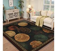 Via Vela Modern Abstract Tapis 120x150cm Motifs géométriques carpette Design en Cercle tourbillonnant Descente de lit antidérapant Pliables lavables Minimaliste à Poil Bas et légère pour Salon