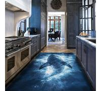 Via Vela Moderne Machine 180x240cm Lavable Tapis for Salon Girl Boys Chambre Bebe Blue Ocean Theme antiderapant Backing carpette Shark Motif Descente de lit Aesthetic Animal