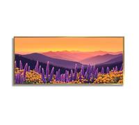 Via Vela Montagne toile murale art sauvage fleurs sauvages paysages impressions panoramique nature murale orange violet fleurs affiches peinture pour buanderie décor 40x101cm avec cadre doré