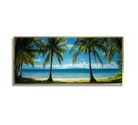 Via Vela Palmier de plage toile art mural paysage tropical côtier impressions œuvres d’art grandes affiches vue sur l’océan murale pour salon chambre à coucher décor 50x126cm avec cadre doré